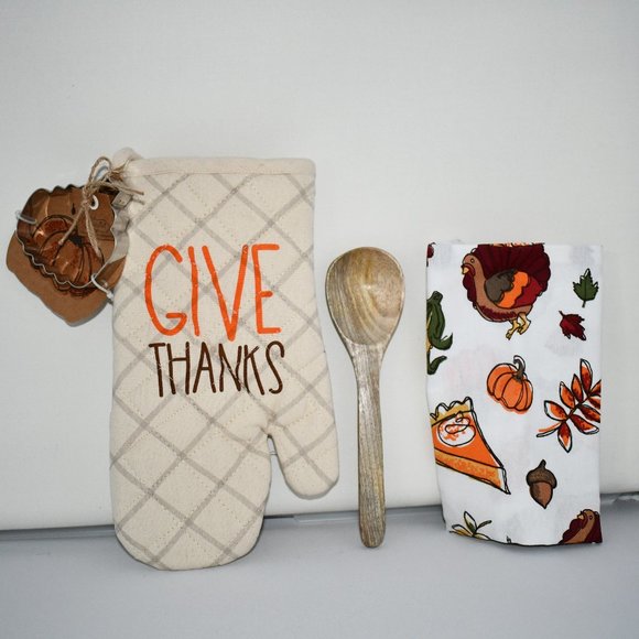 Mud Pie Oven Mitt Set Festive Fall Collection #41170050T NWT Details: Set of 4 - Picture 1 of 3
